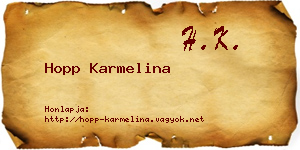 Hopp Karmelina névjegykártya